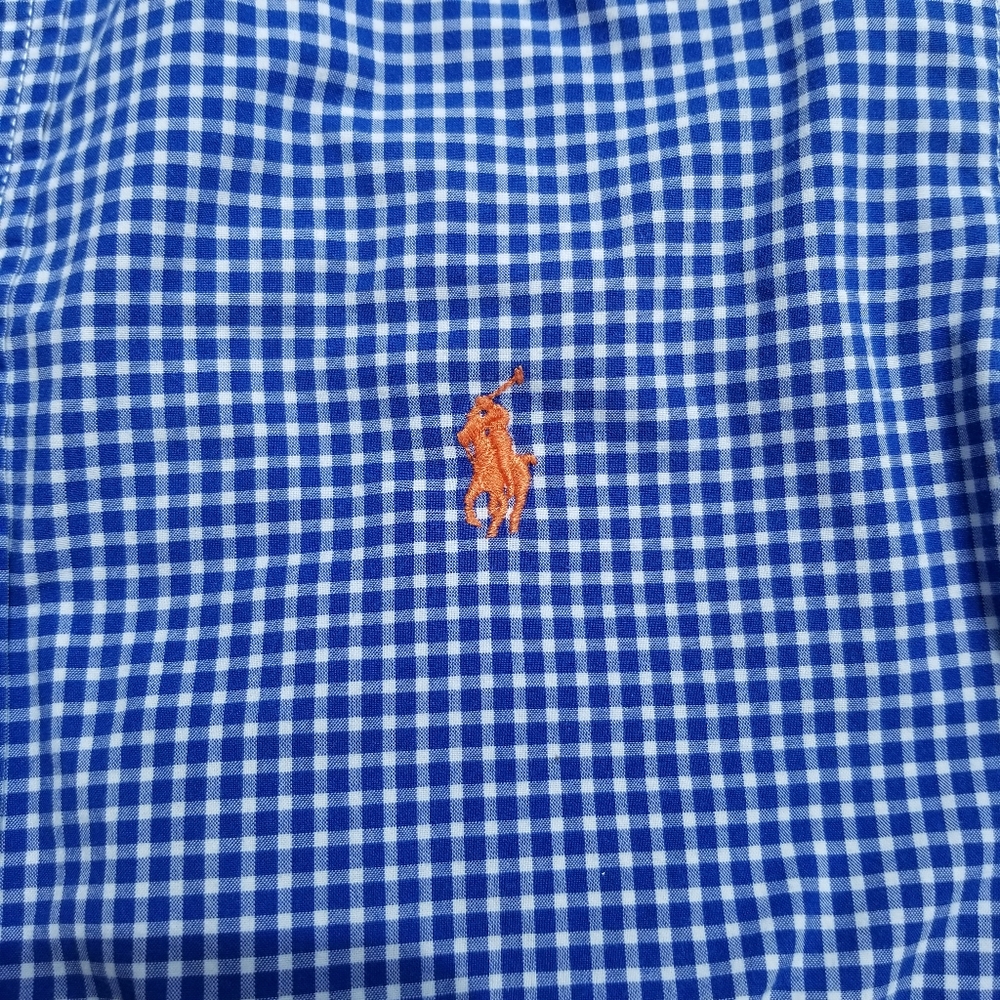 Polo Ralph Lauren Blue Gingham Button Down Shirt Size 10/12 - Picture 2 of 10